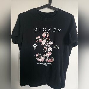 Disney Black Mickey Mouse Floral T-Shirt